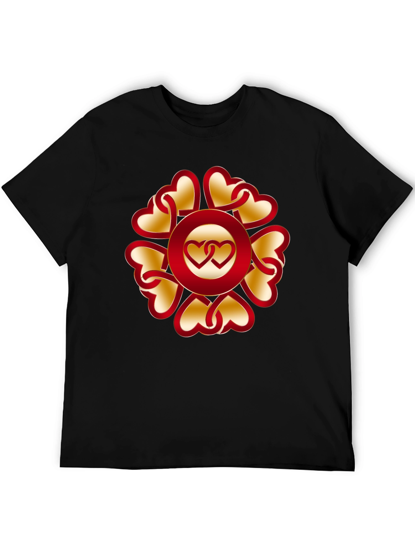 Heart Pattern Black T-Shirt