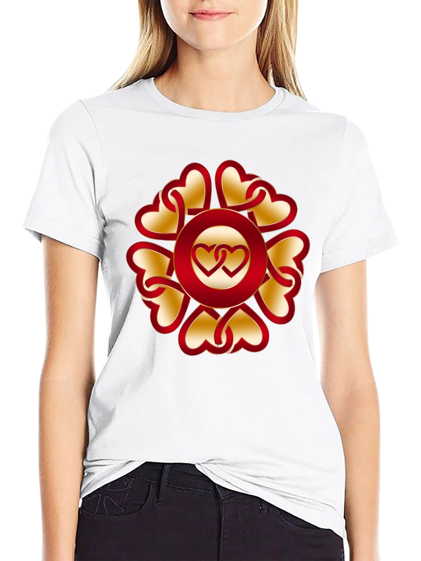 Heart Pattern Black T-Shirt