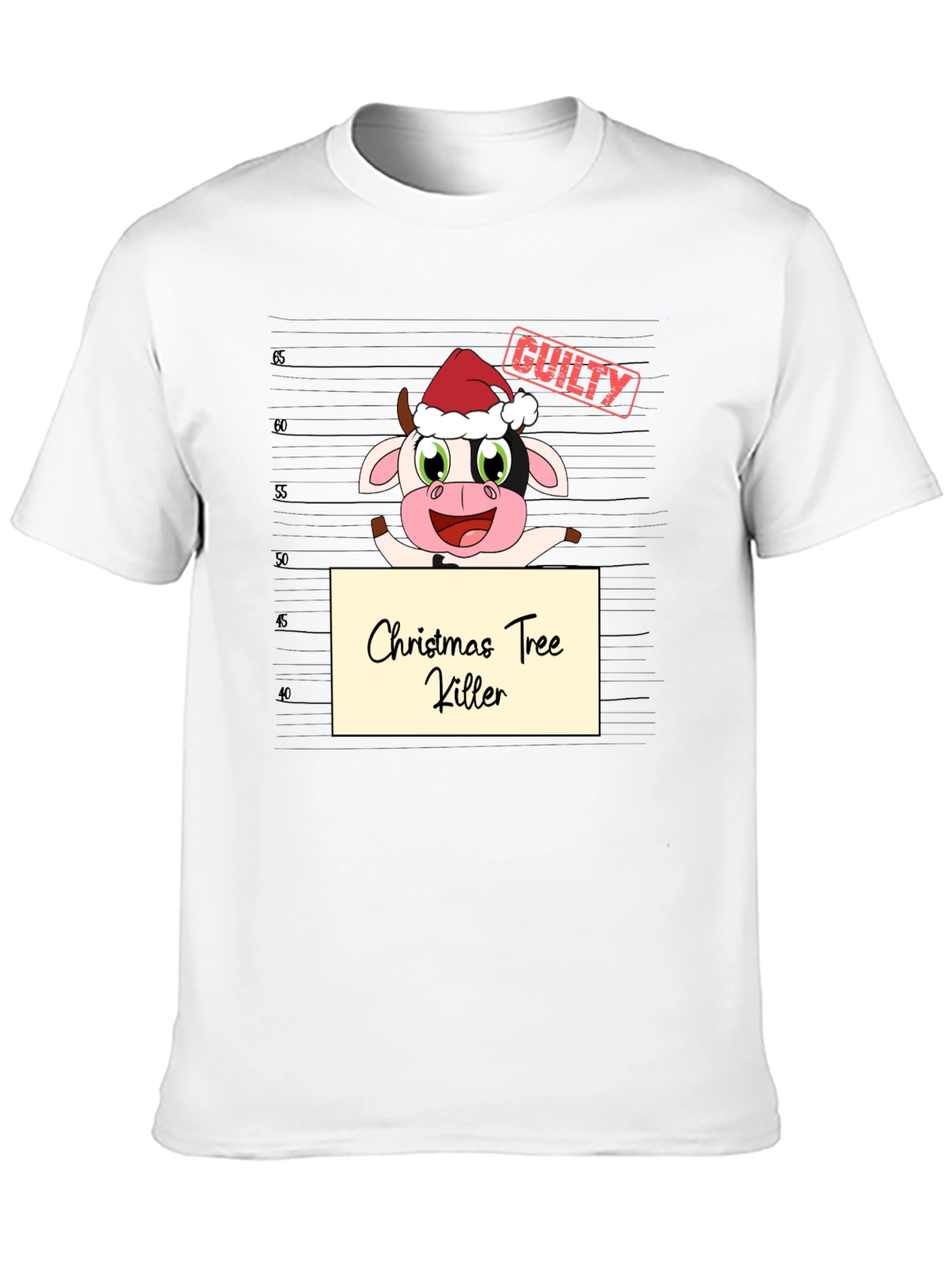 Christmas Tree Killer Cow Graphic T-Shirt