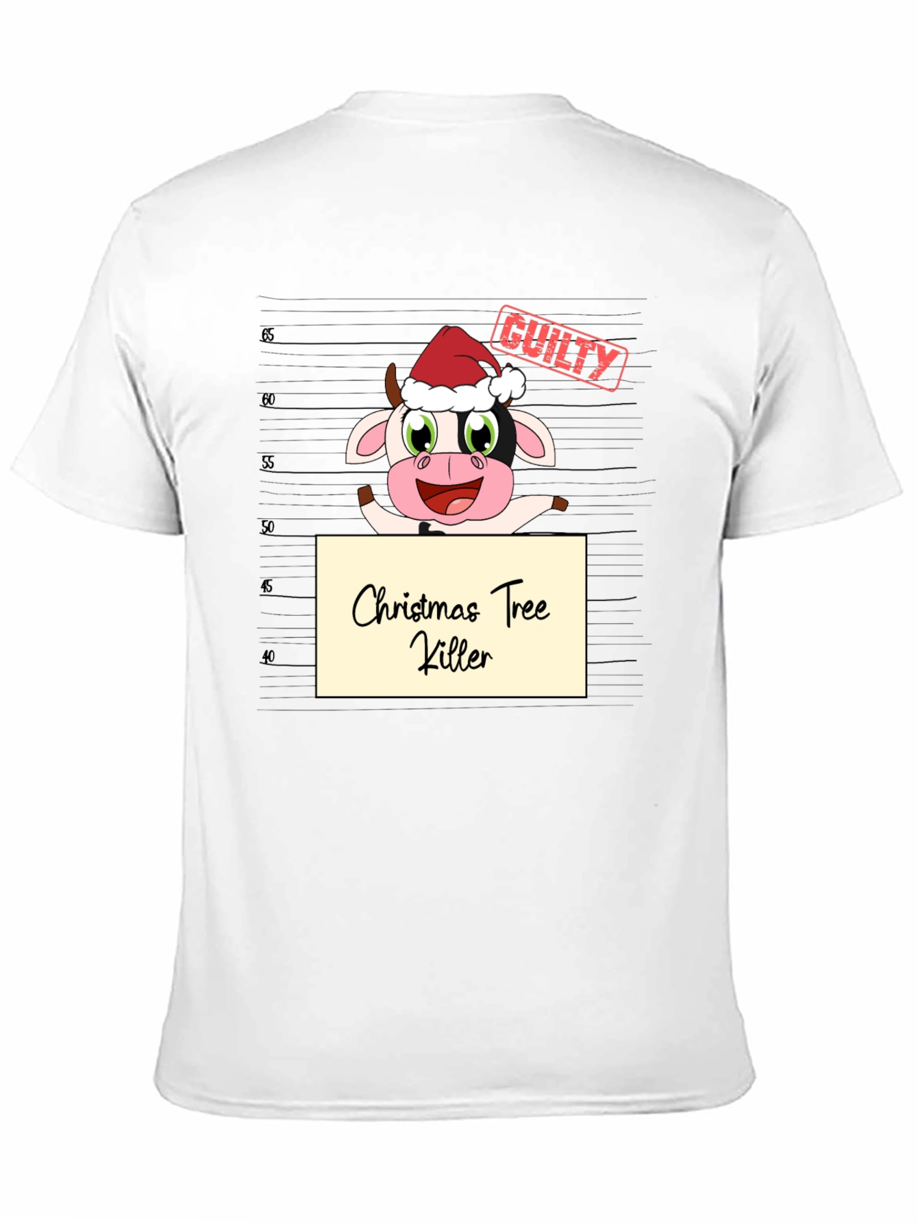 Christmas Tree Killer Cow Graphic T-Shirt