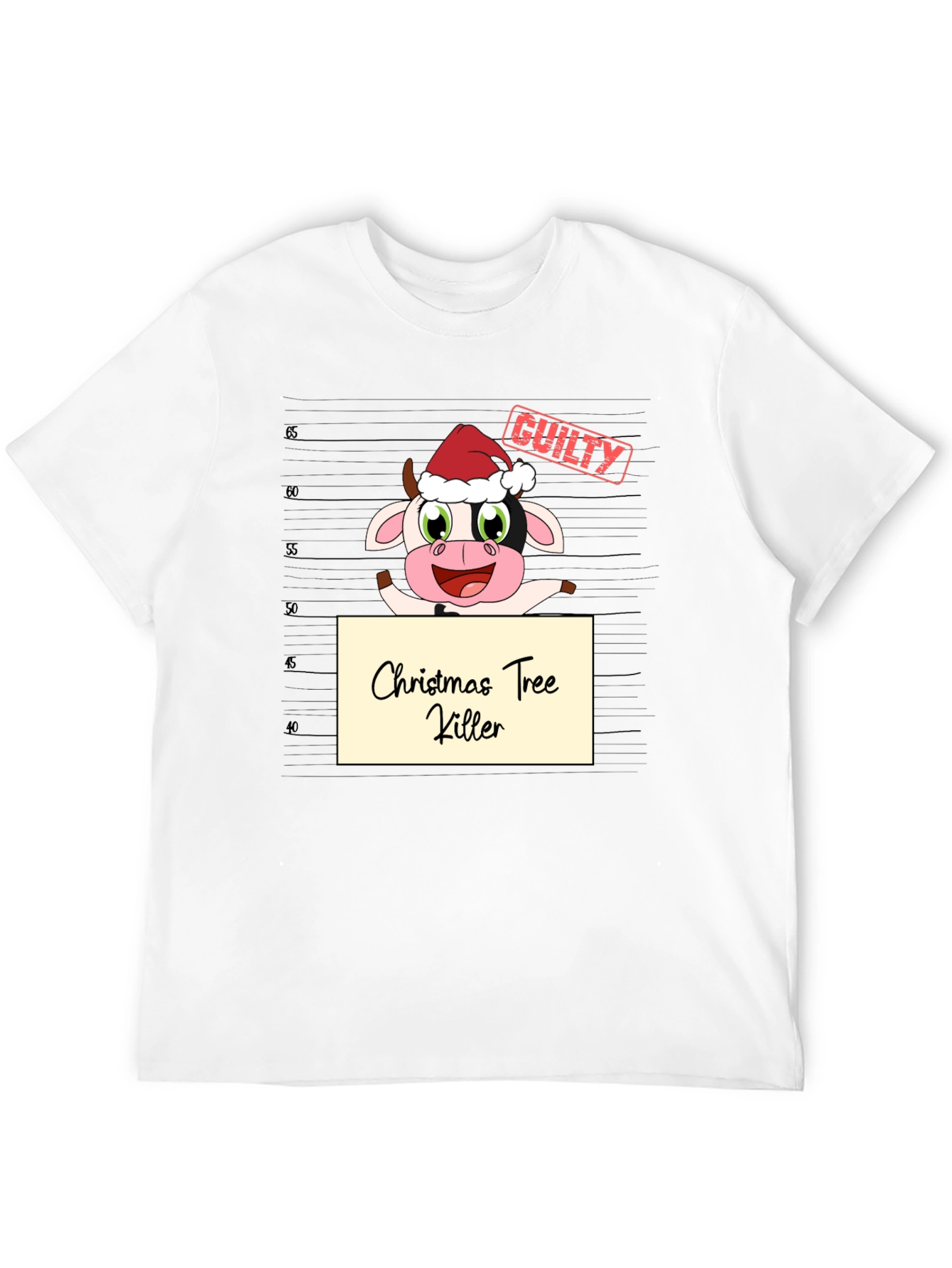 Christmas Tree Killer Cow Graphic T-Shirt