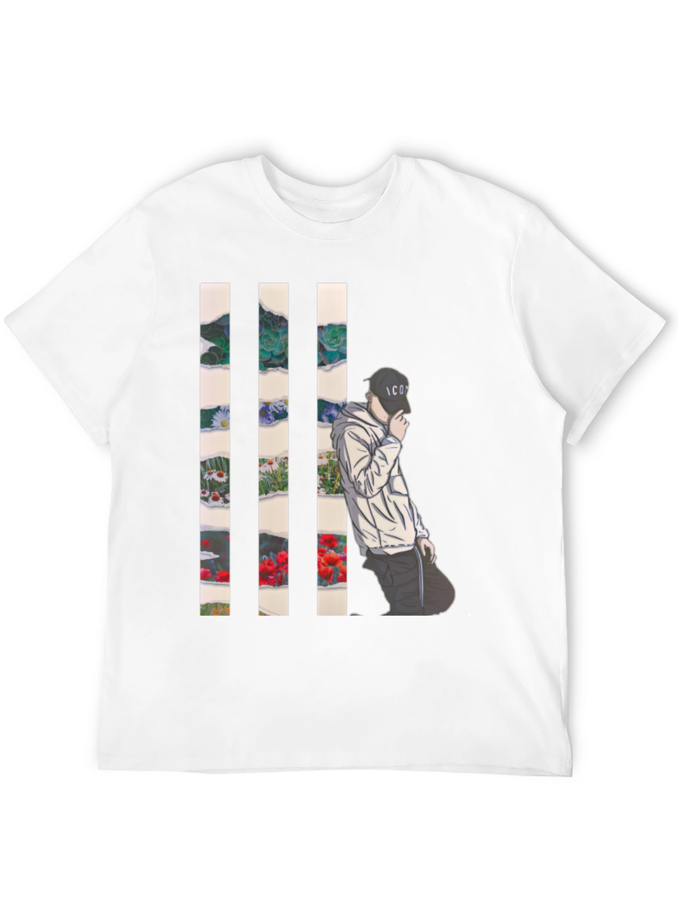 Artistic Floral Striped T-Shirt
