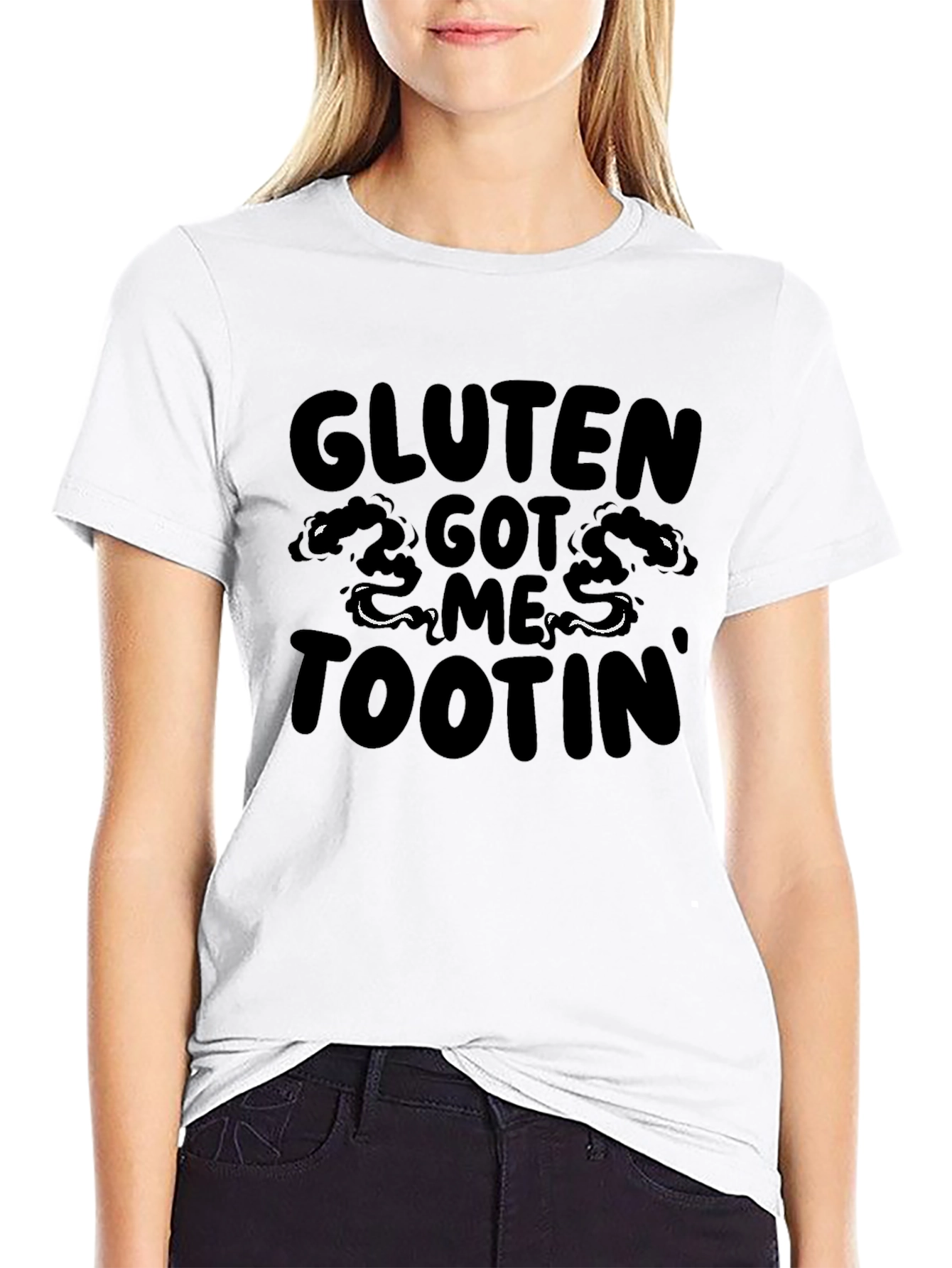 Gluten Got Me Tootin Black Graphic T-Shirt