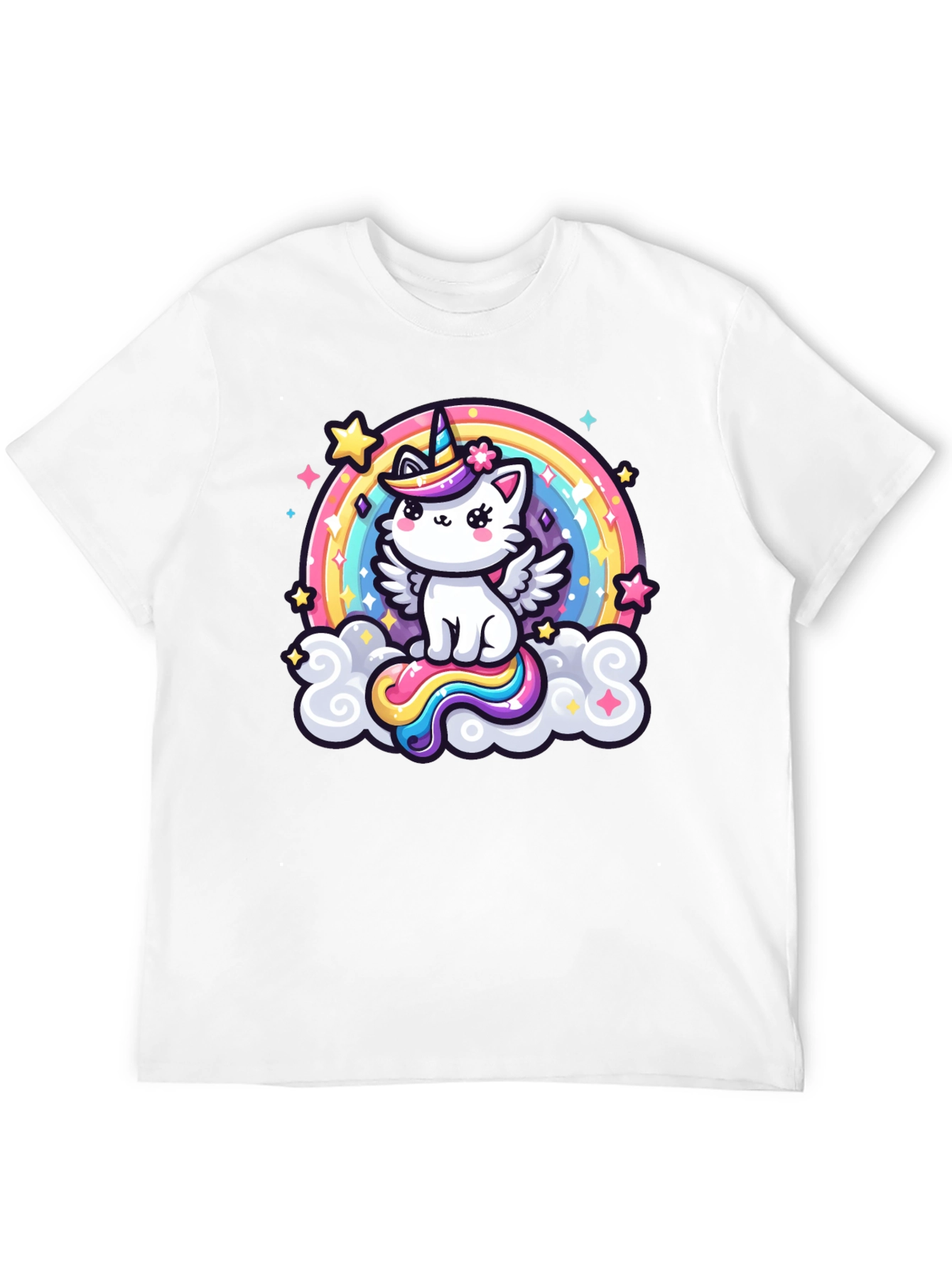 Cute Rainbow Unicorn Kitten Graphic T-Shirt