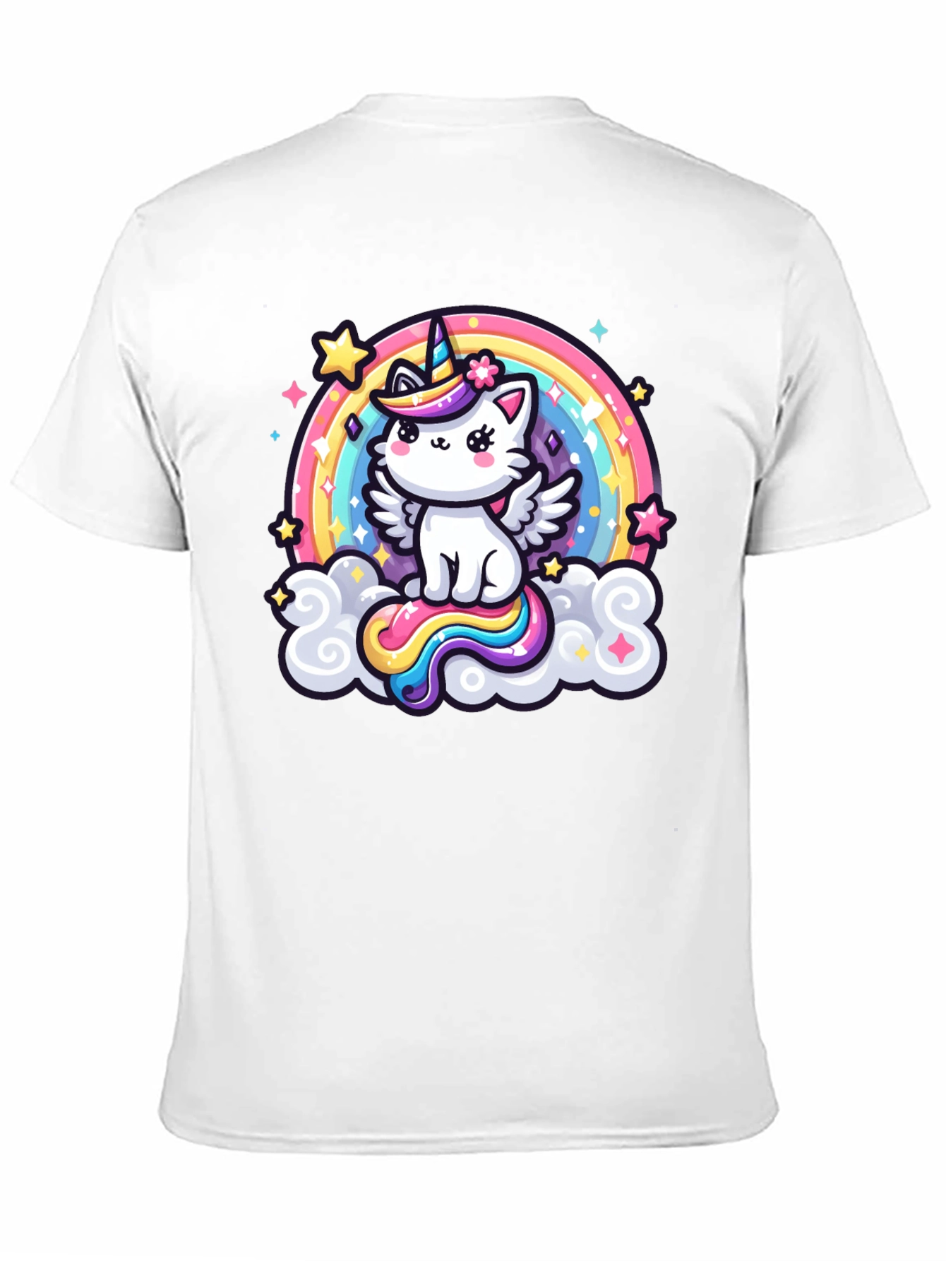Cute Rainbow Unicorn Kitten Graphic T-Shirt