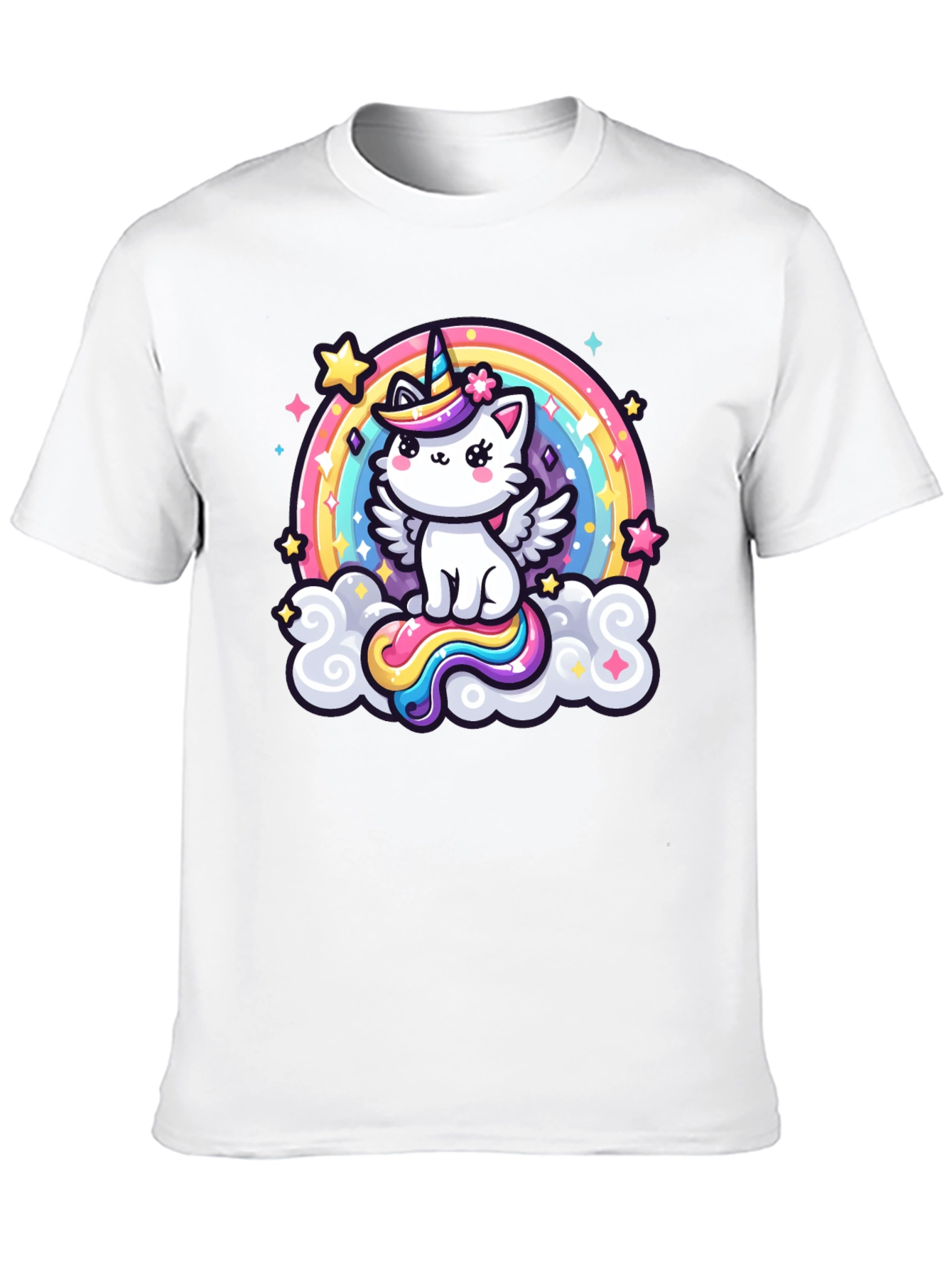 Cute Rainbow Unicorn Kitten Graphic T-Shirt