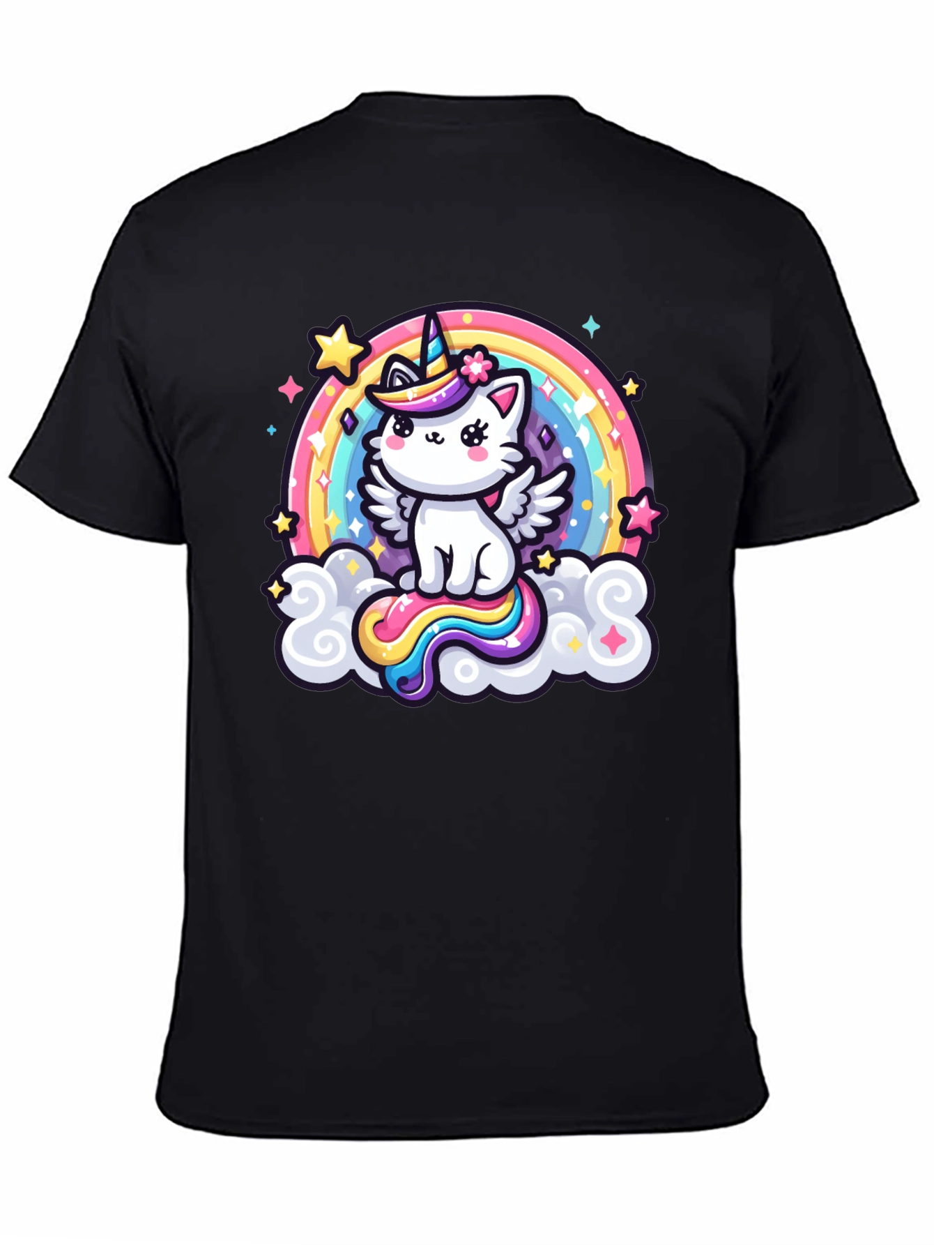 Cute Rainbow Unicorn Kitten Graphic T-Shirt
