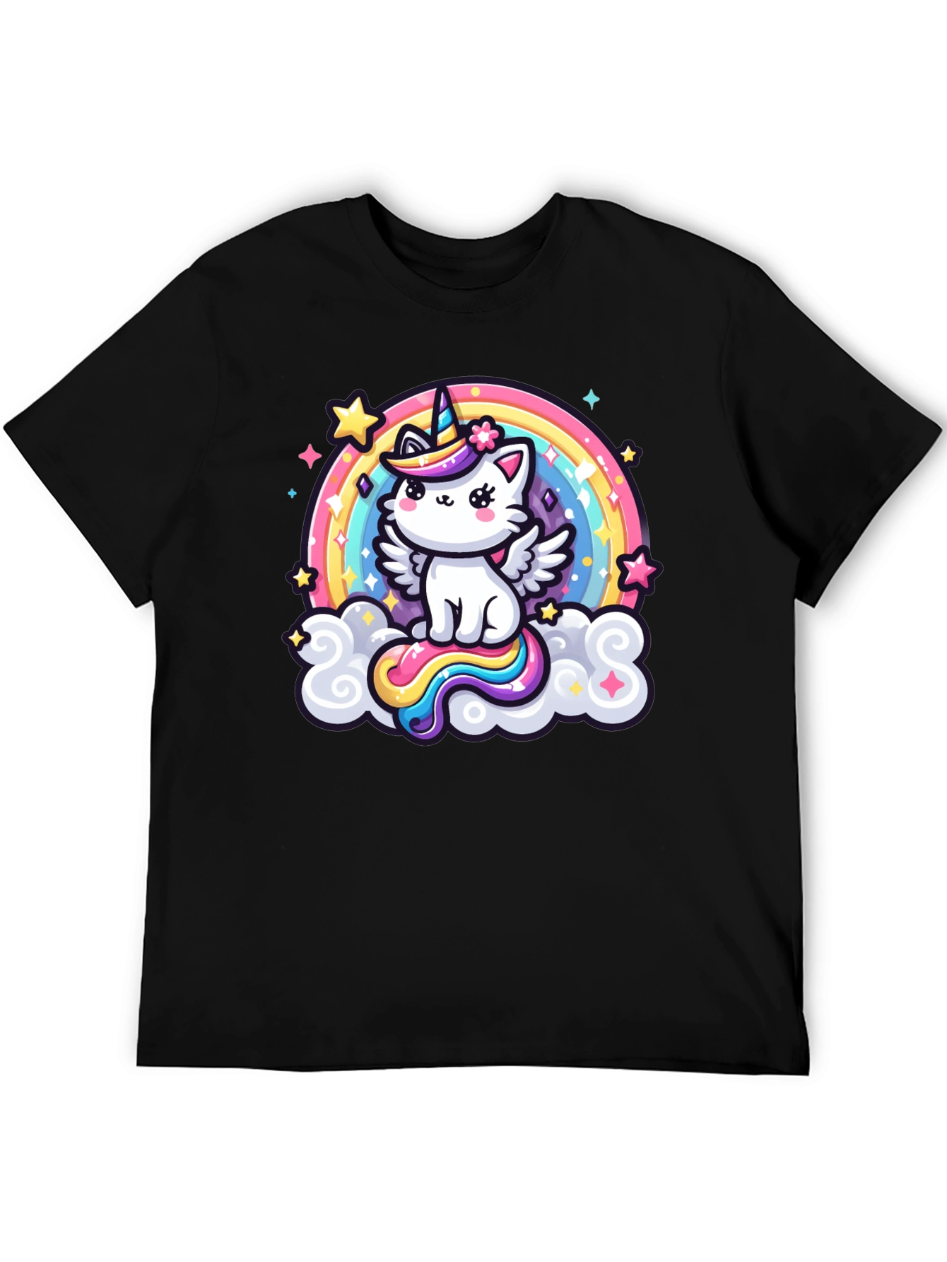 Cute Rainbow Unicorn Kitten Graphic T-Shirt