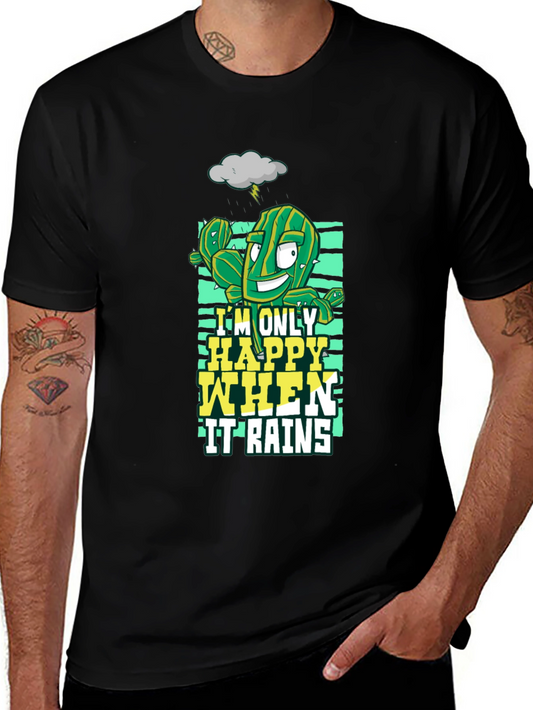 Happy When It Rains Cactus Graphic T-Shirt