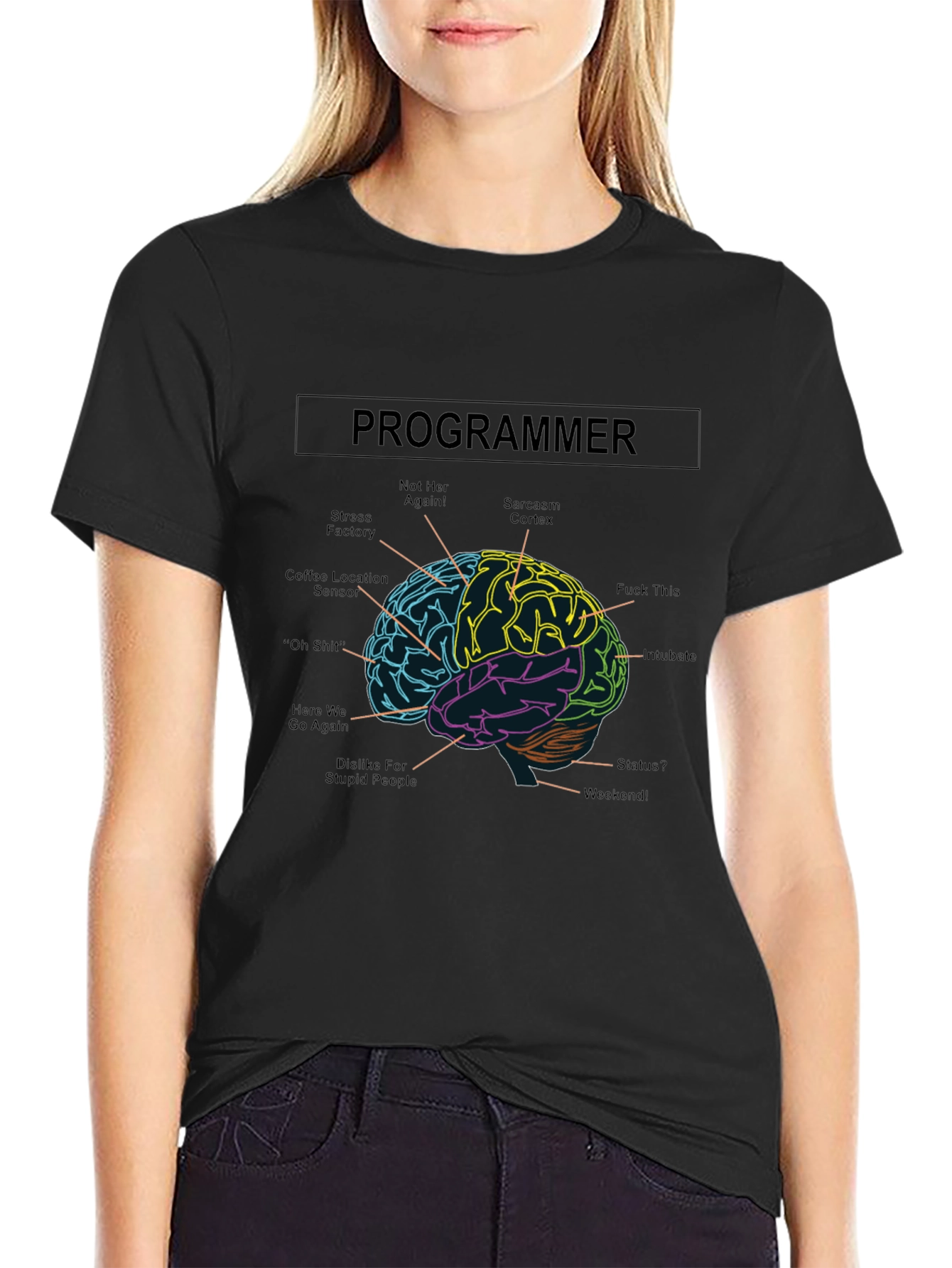 Programmer Brain Anatomy Graphic Tee - Black