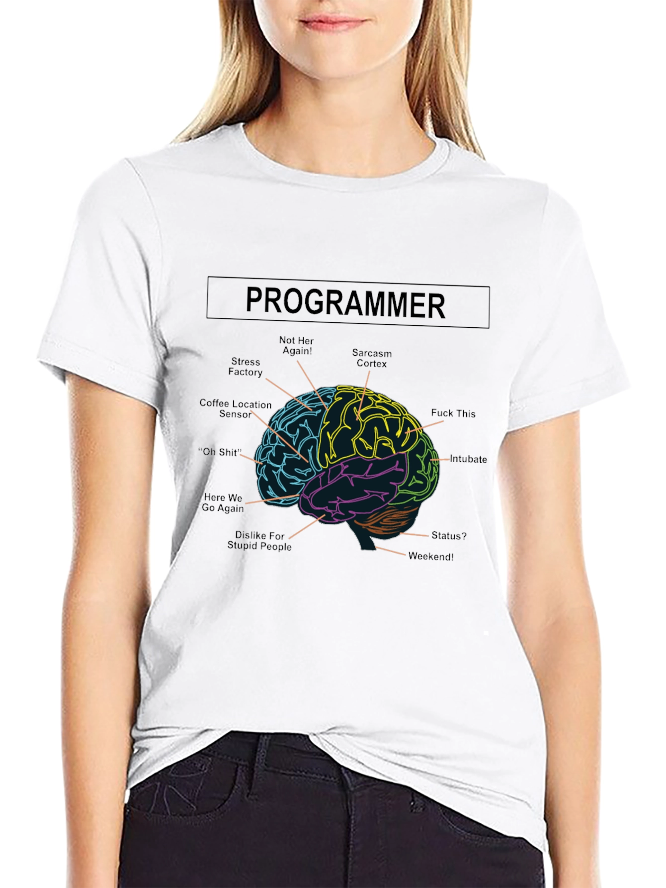 Programmer Brain Anatomy Graphic Tee - Black