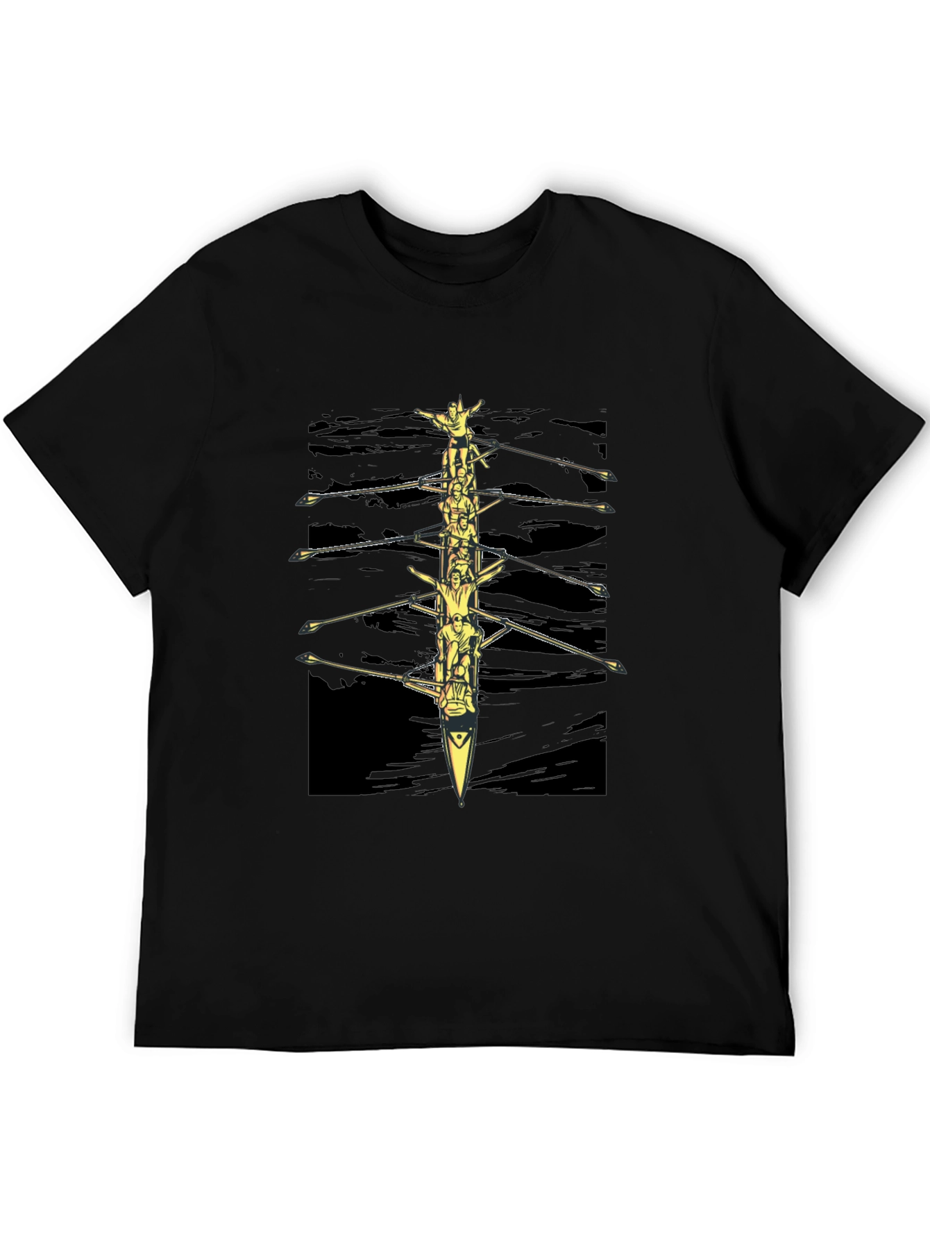 Rowing Team Graphic Tee - Black Crewneck T-Shirt