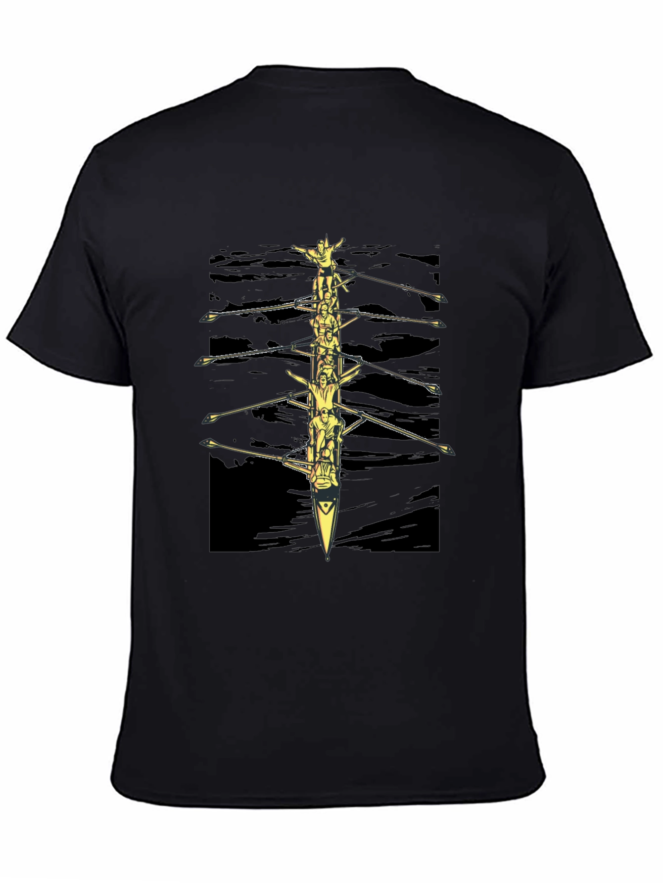 Rowing Team Graphic Tee - Black Crewneck T-Shirt