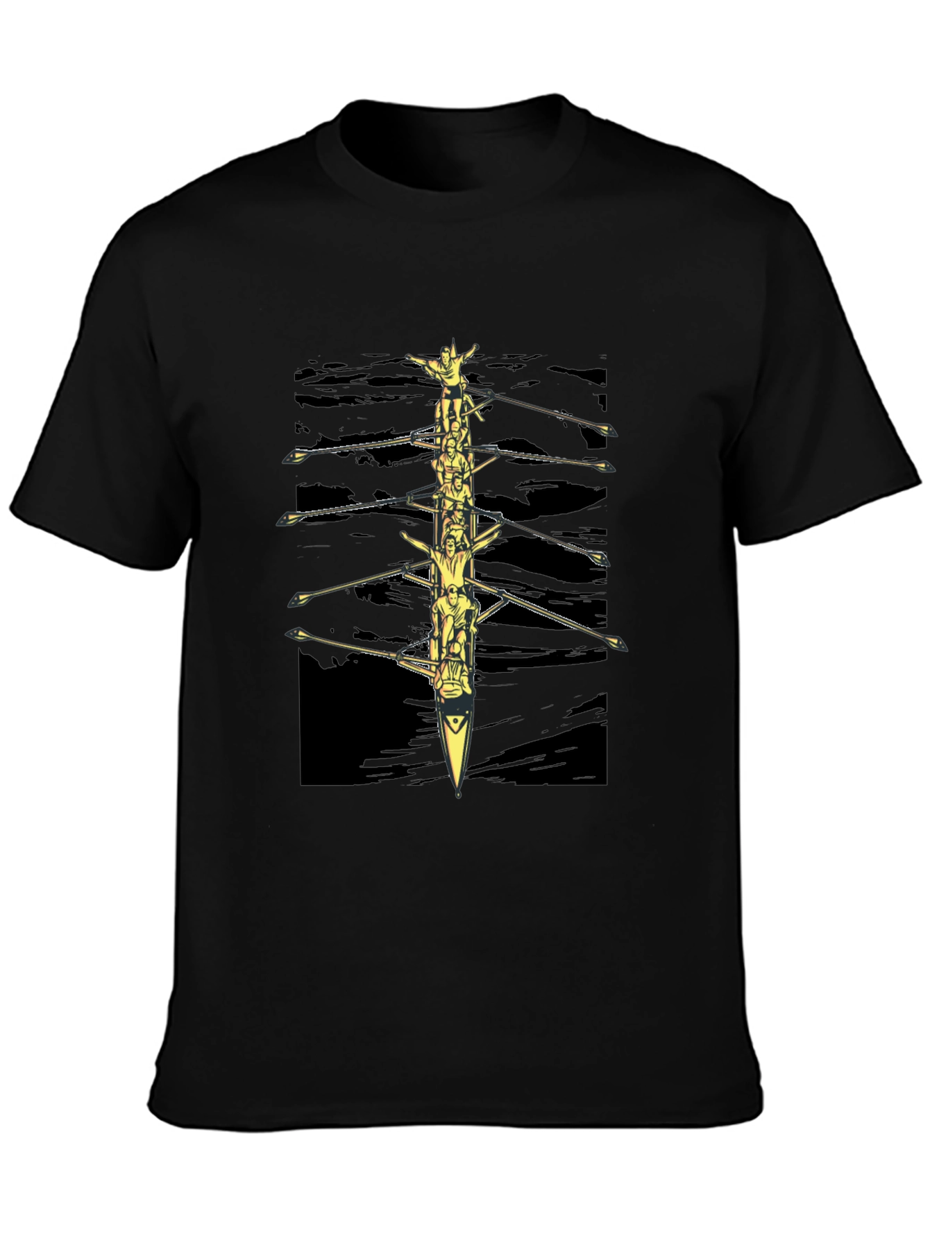 Rowing Team Graphic Tee - Black Crewneck T-Shirt