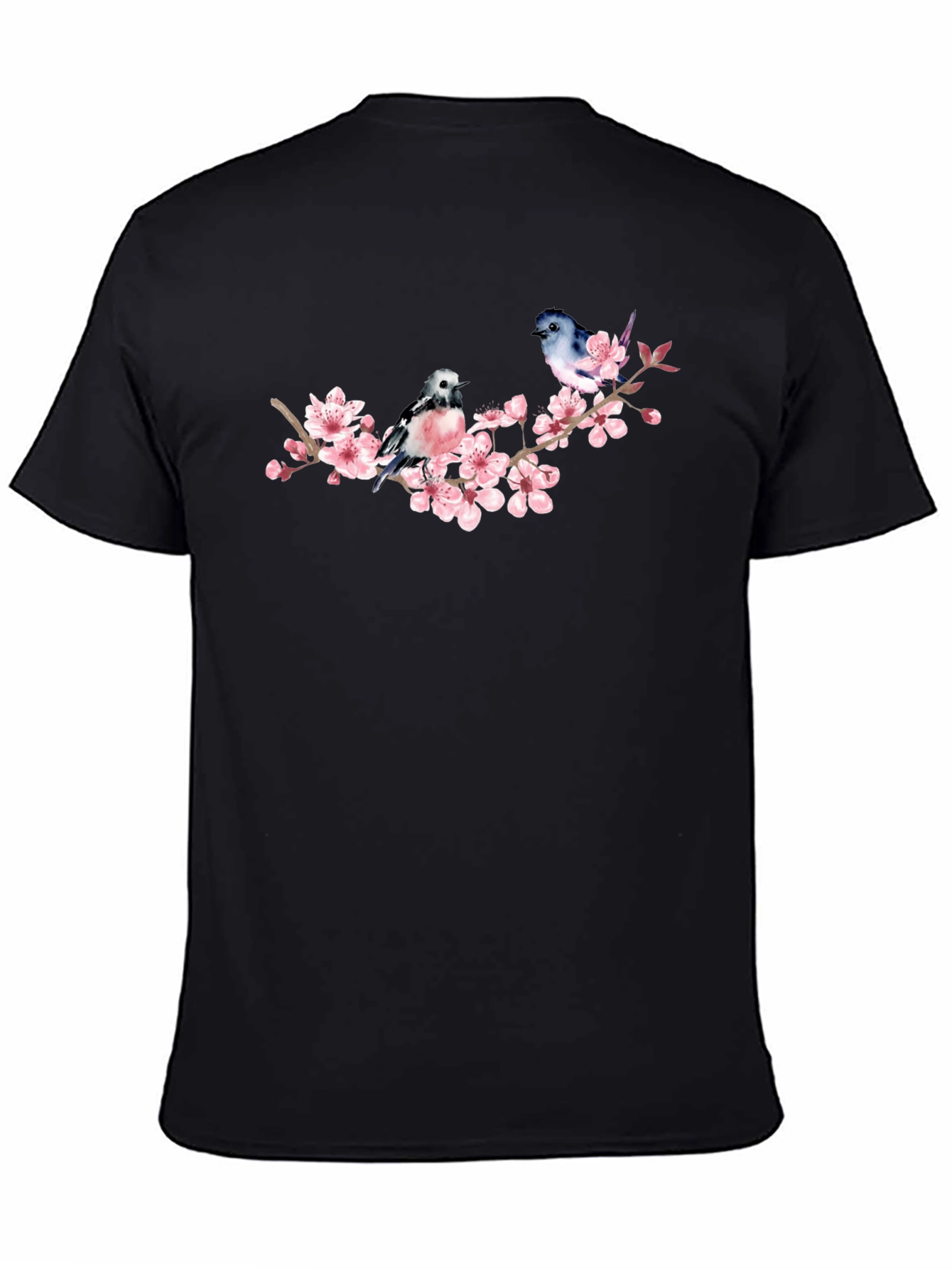 Birds on Cherry Blossom Branch Graphic T-Shirt