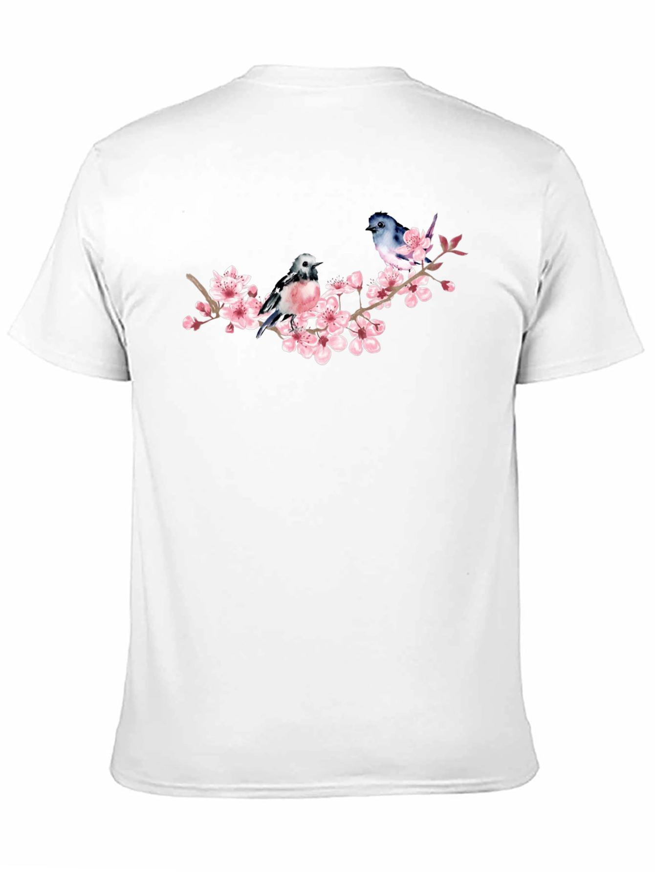 Birds on Cherry Blossom Branch Graphic T-Shirt