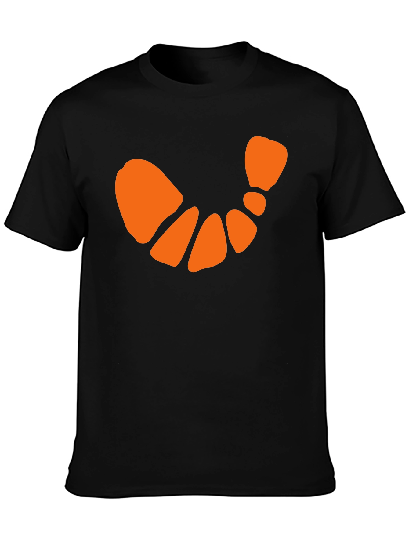 Black T-Shirt with Orange Crescent Design