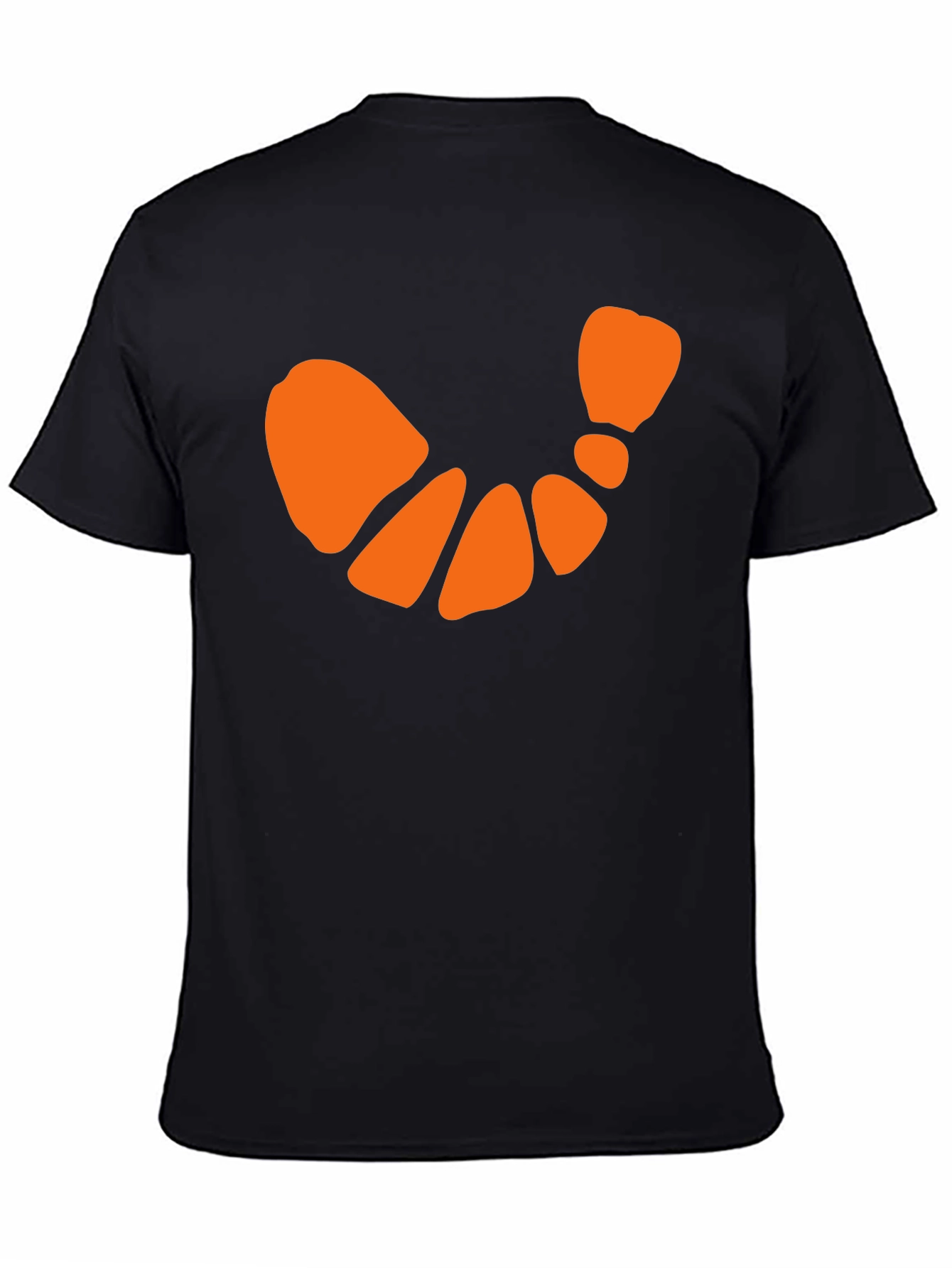 Black T-Shirt with Orange Crescent Design