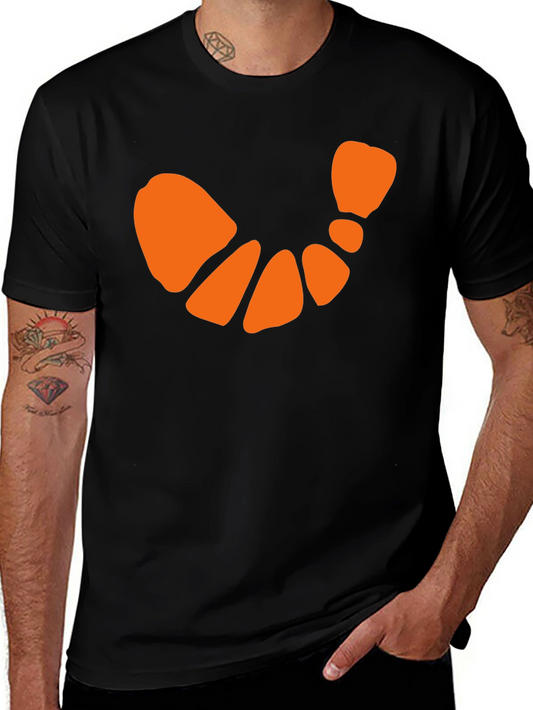 Black T-Shirt with Orange Crescent Design