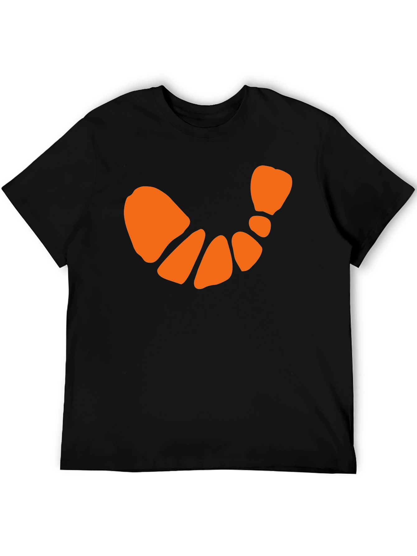 Black T-Shirt with Orange Crescent Design