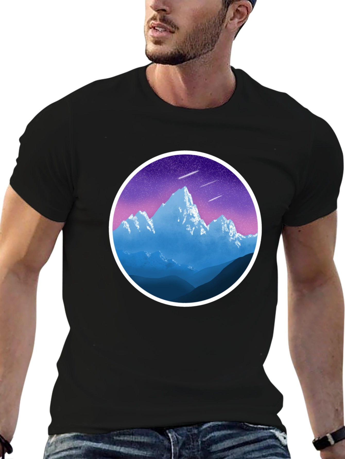 Mountain Peak Graphic Black T-Shirt