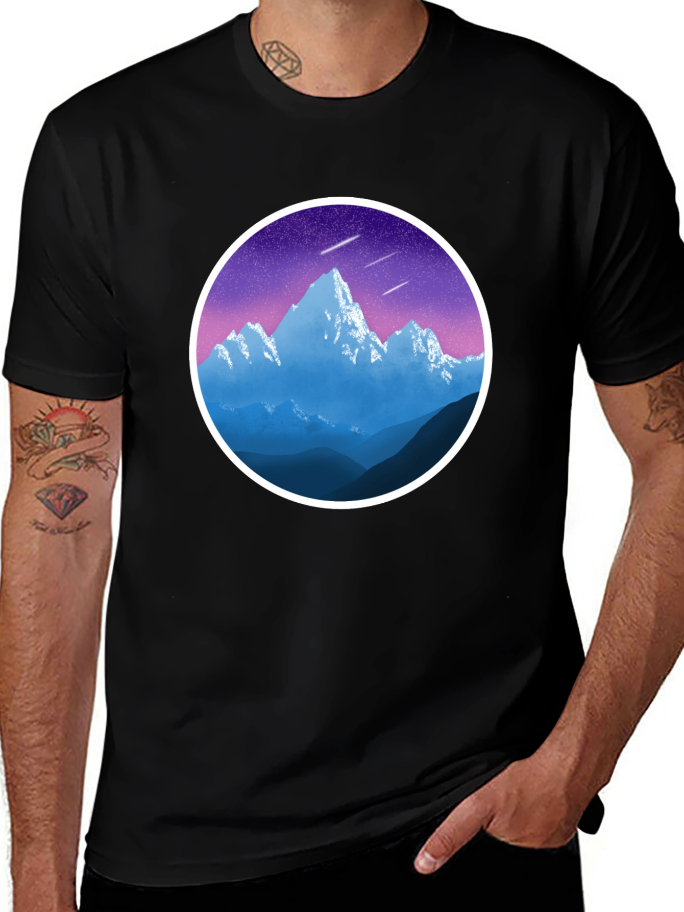 Mountain Peak Graphic Black T-Shirt