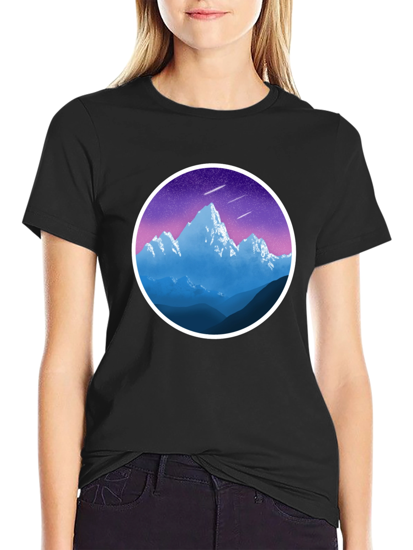 Mountain Peak Graphic Black T-Shirt