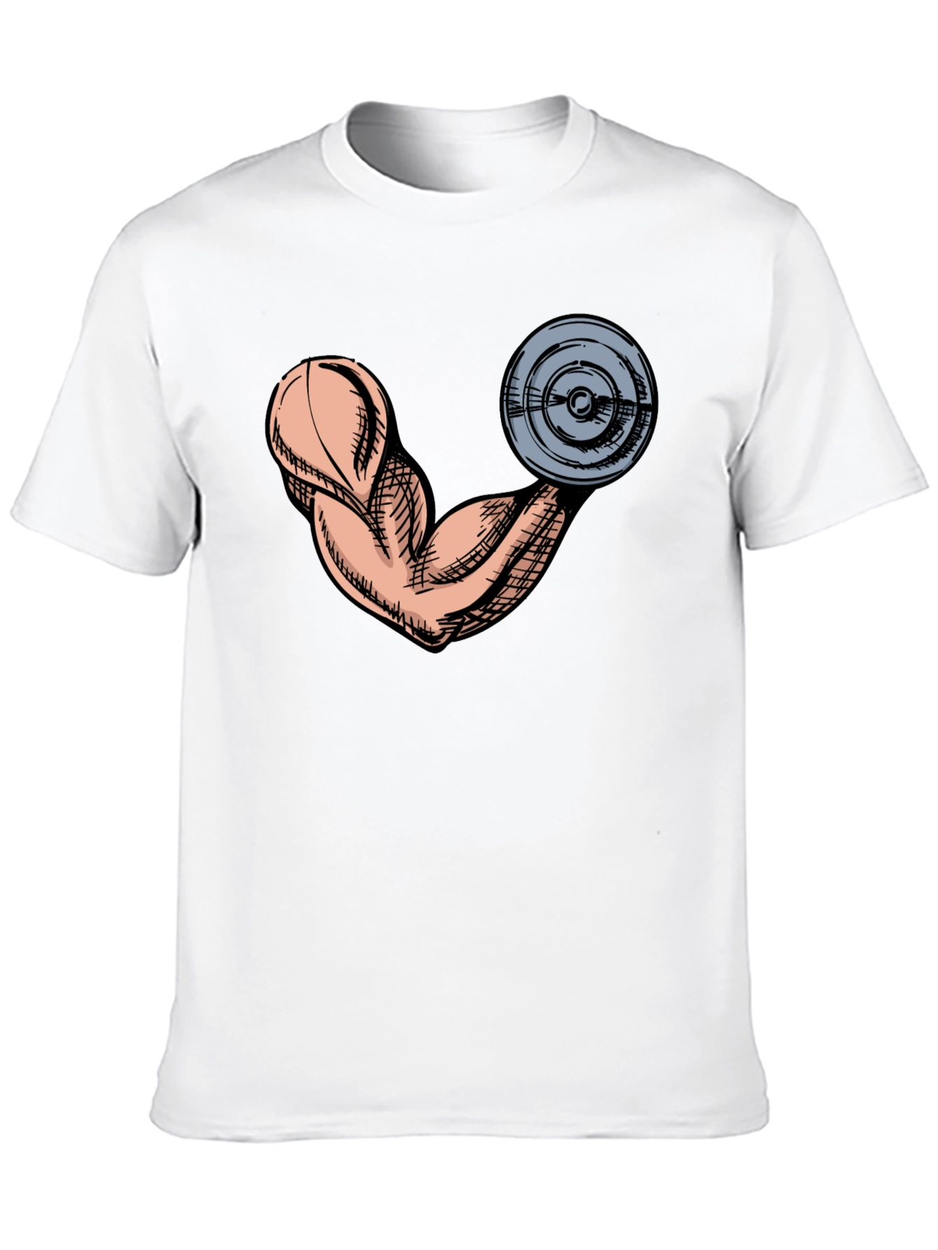 Gym Muscle Arm Graphic Tee - Black Cotton T-Shirt