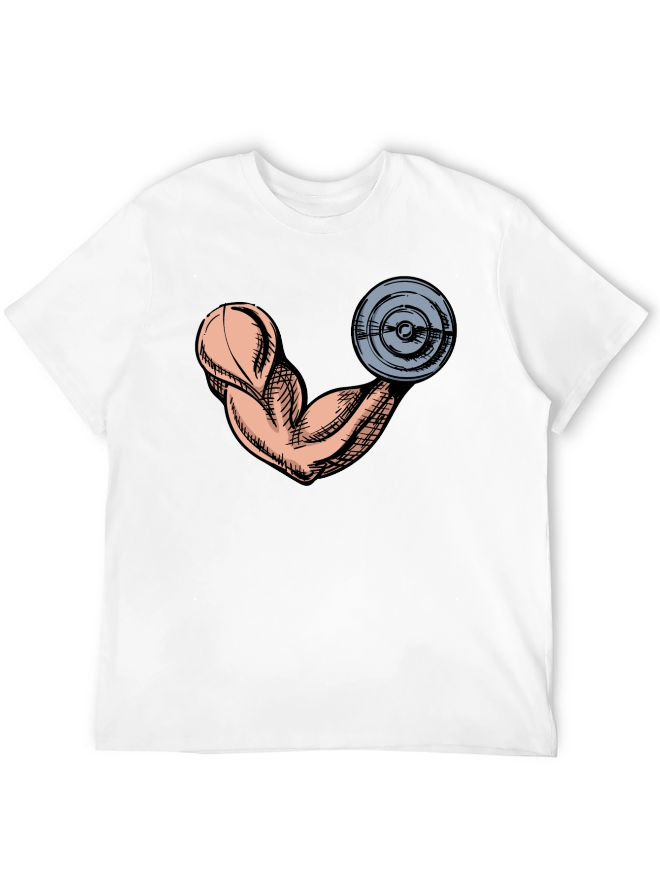 Gym Muscle Arm Graphic Tee - Black Cotton T-Shirt