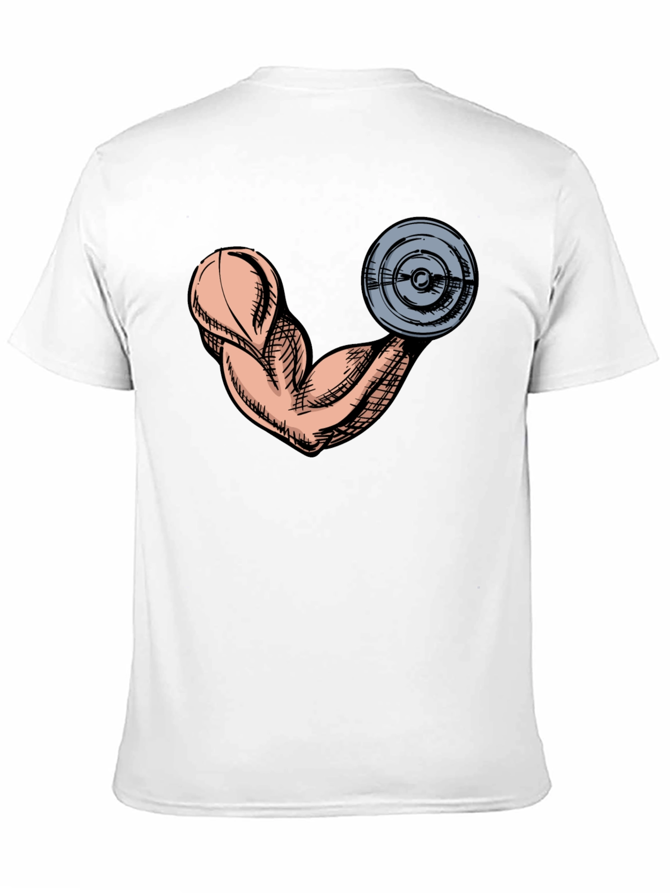 Gym Muscle Arm Graphic Tee - Black Cotton T-Shirt
