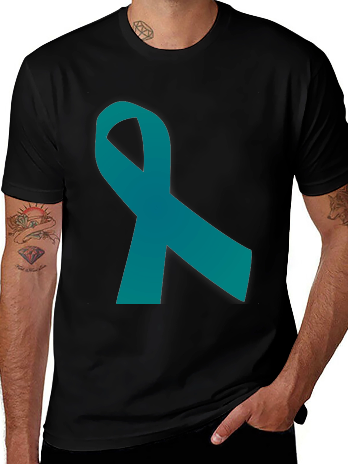 Teal Ribbon Graphic Tee - Awareness Support