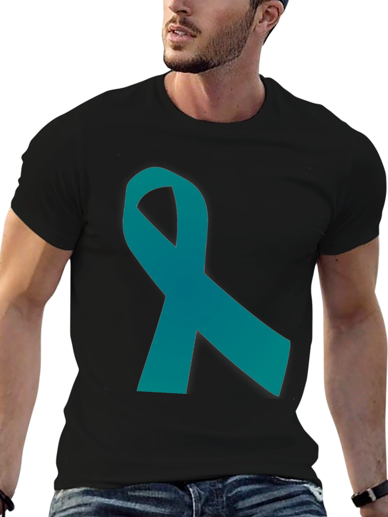 Teal Ribbon Graphic Tee - Awareness Support