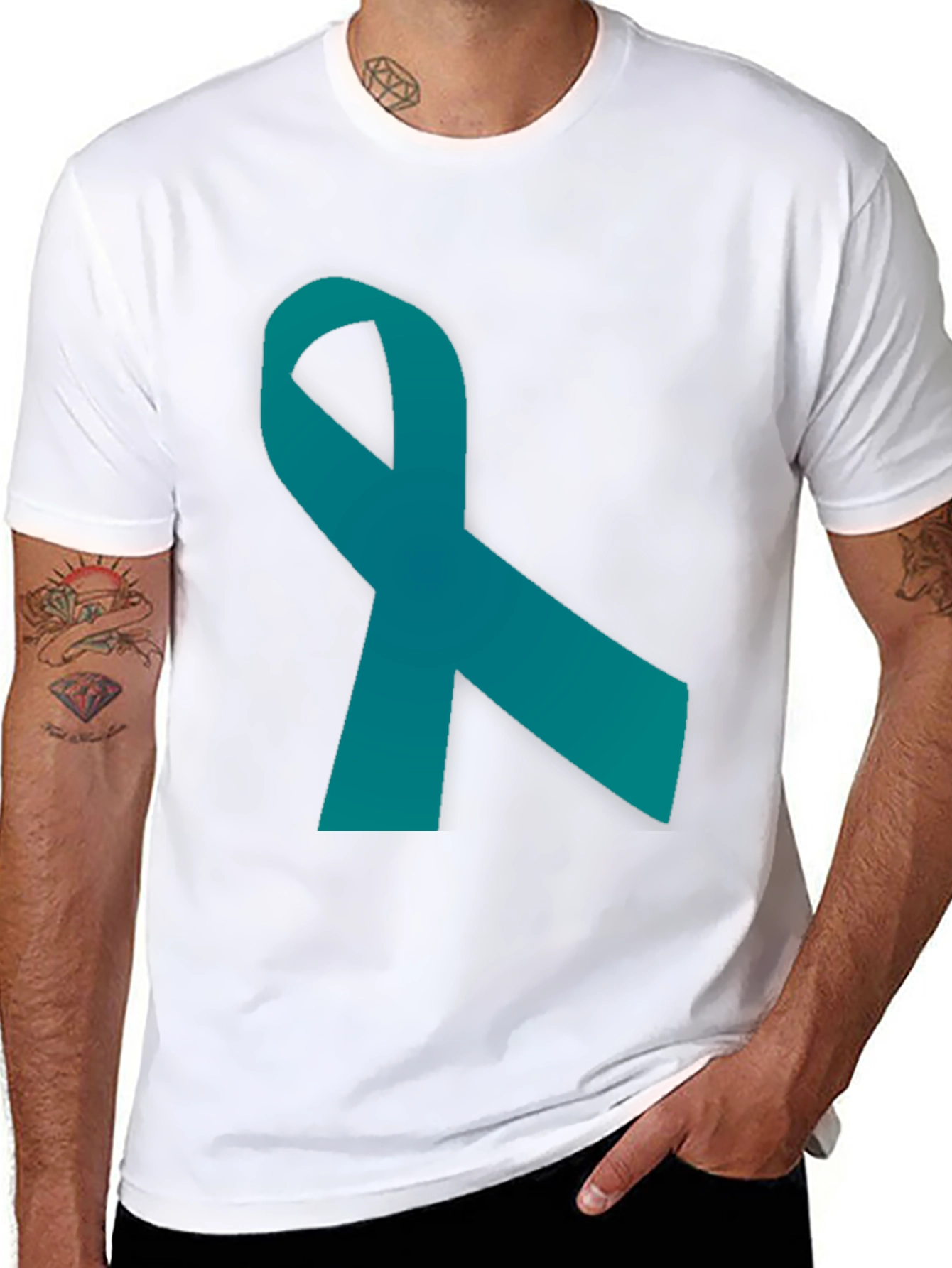 Teal Ribbon Graphic Tee - Awareness Support