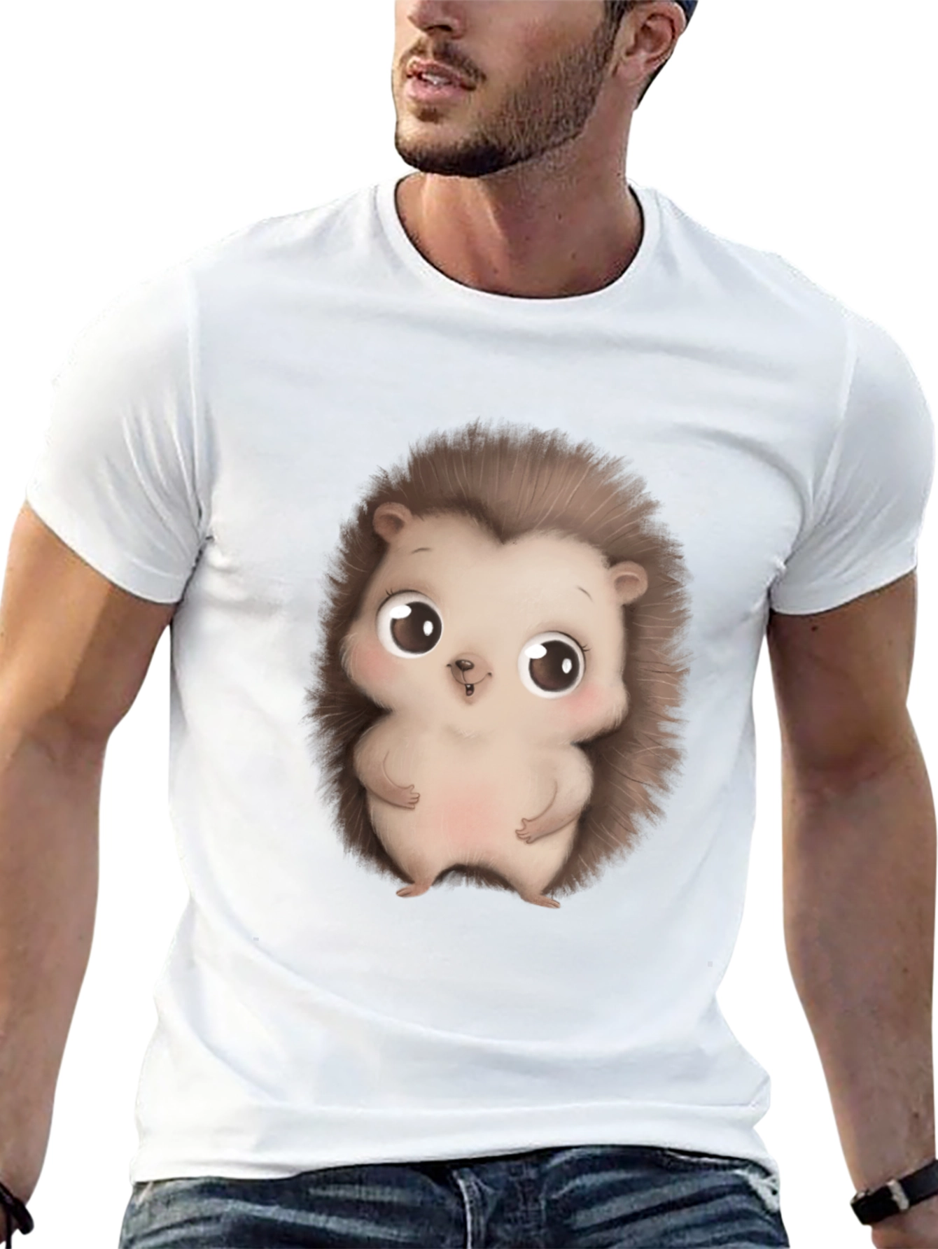 Cute Hedgehog Graphic Tee - Black