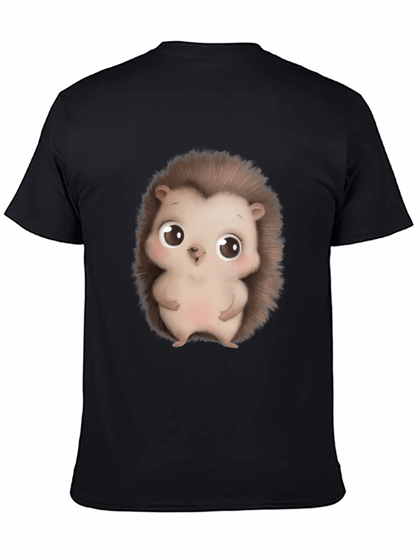 Cute Hedgehog Graphic Tee - Black