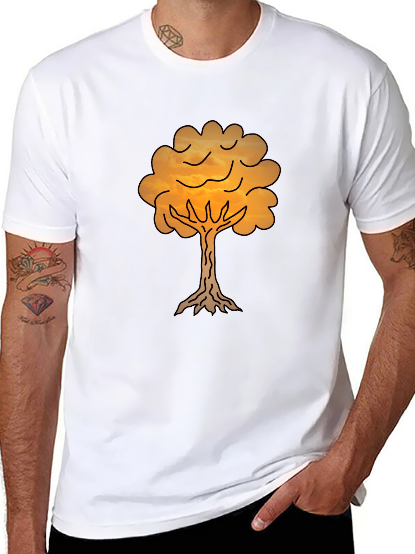 Sunset Tree Graphic Tee - Black Cotton Blend