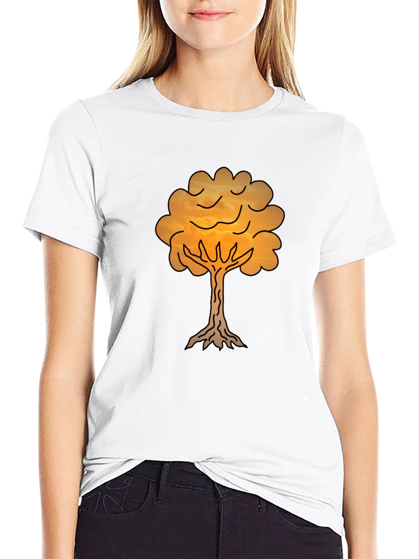 Sunset Tree Graphic Tee - Black Cotton Blend