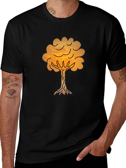 Sunset Tree Graphic Tee - Black Cotton Blend