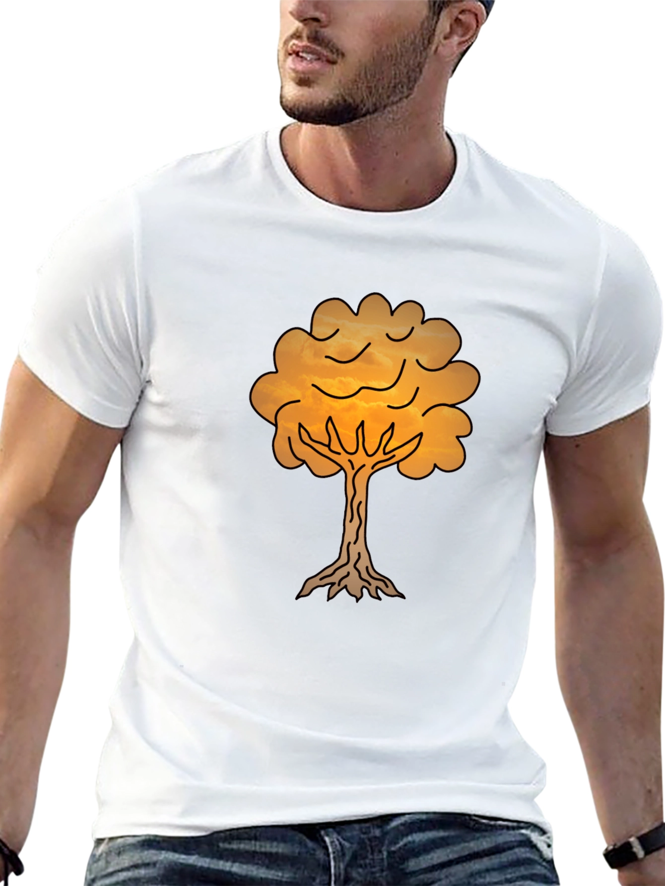 Sunset Tree Graphic Tee - Black Cotton Blend