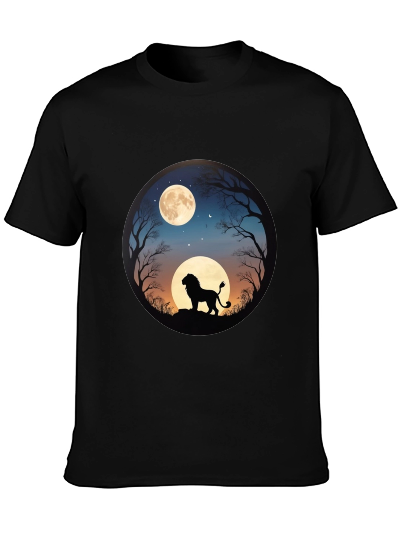 Lion Silhouette T-Shirt - Moonlit Design