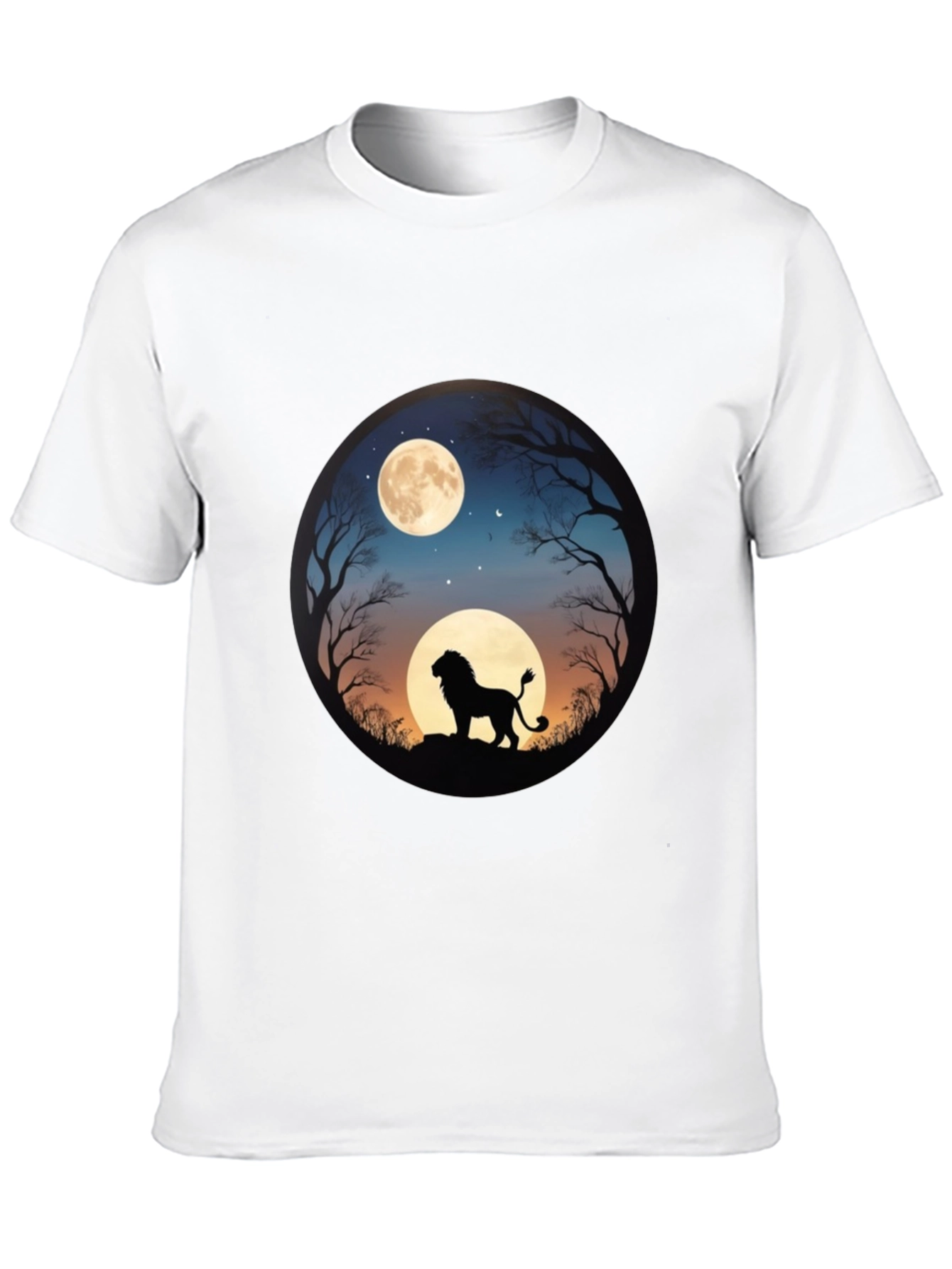 Lion Silhouette T-Shirt - Moonlit Design