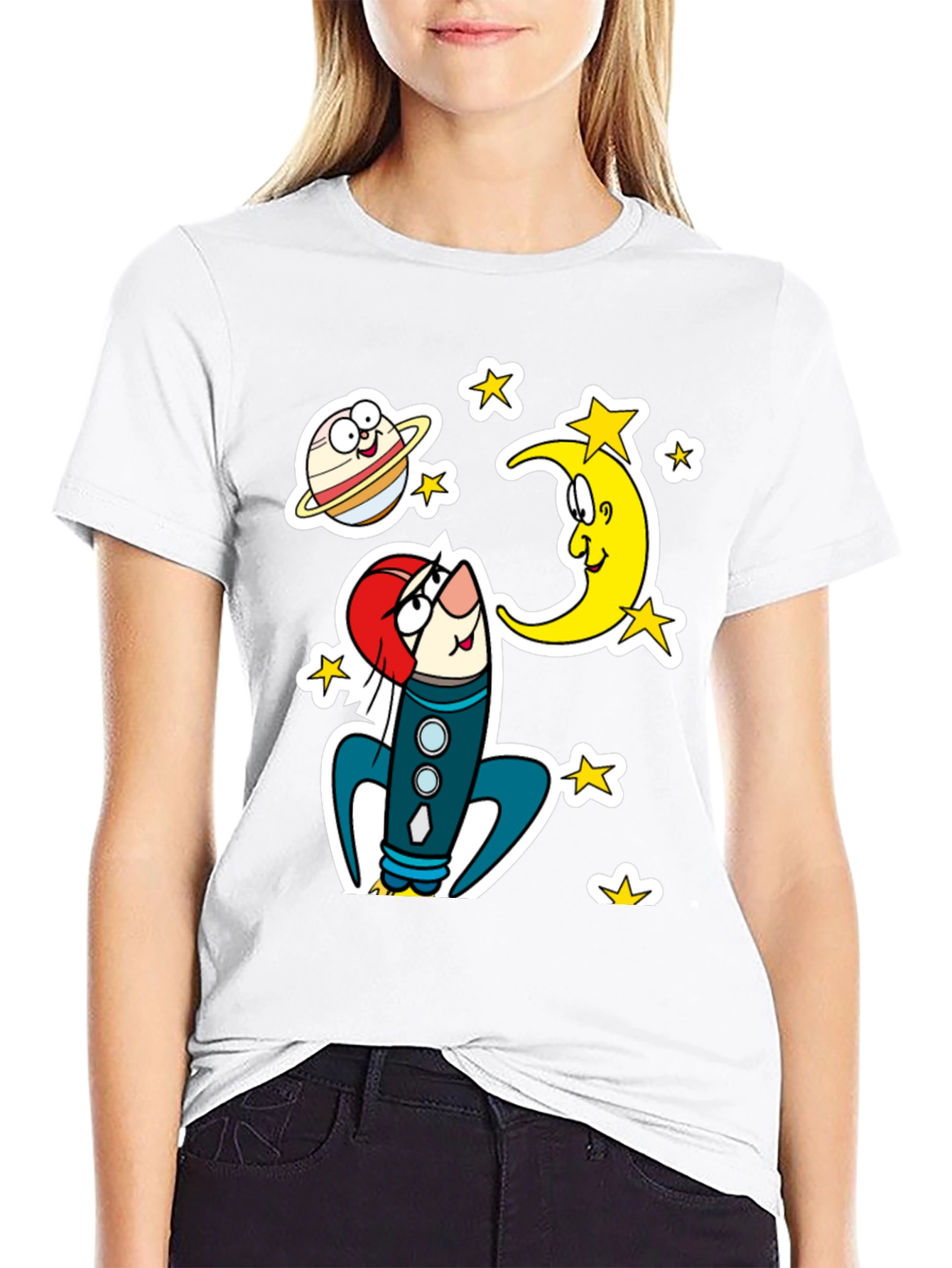 Cartoon Space Rocket T-Shirt