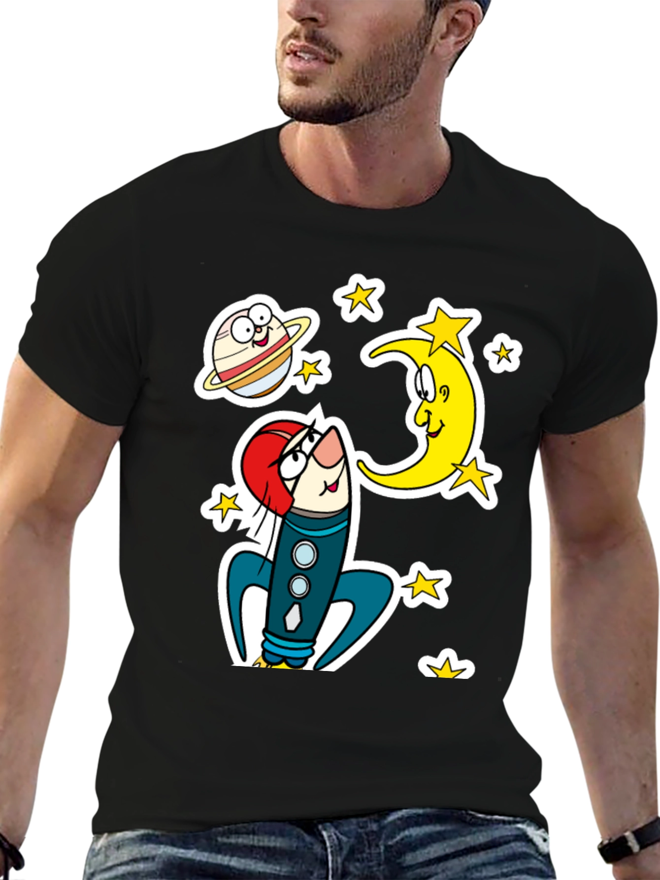 Cartoon Space Rocket T-Shirt