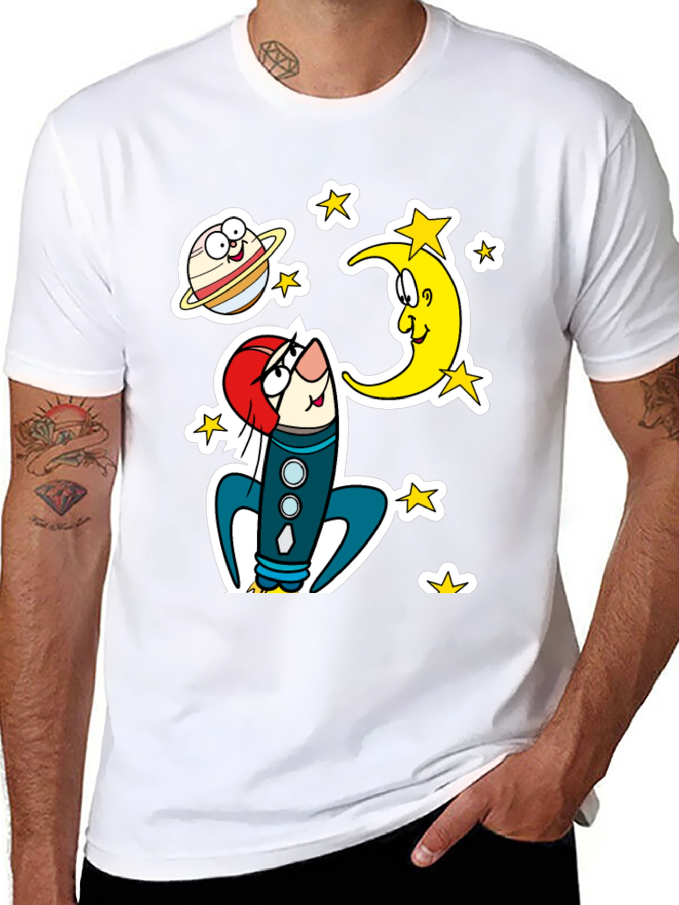 Cartoon Space Rocket T-Shirt