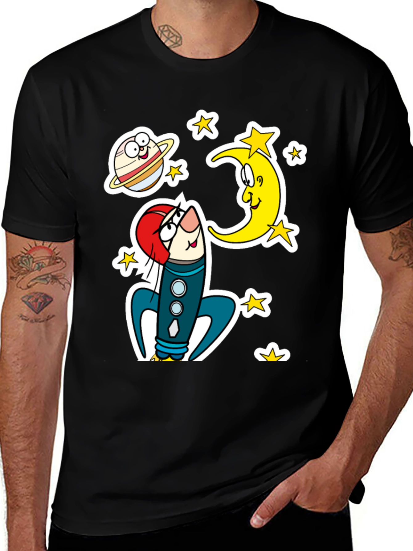 Cartoon Space Rocket T-Shirt