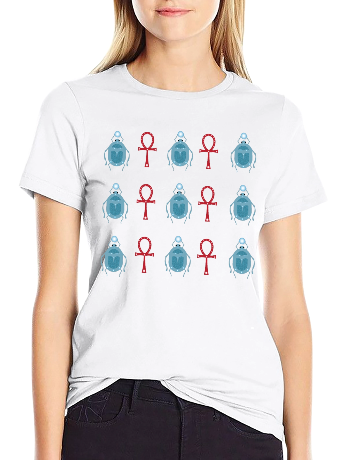 Egyptian Scarab Beetle and Ankh T-Shirt