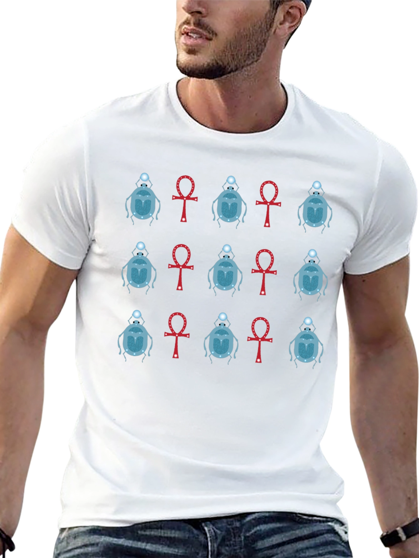 Egyptian Scarab Beetle and Ankh T-Shirt