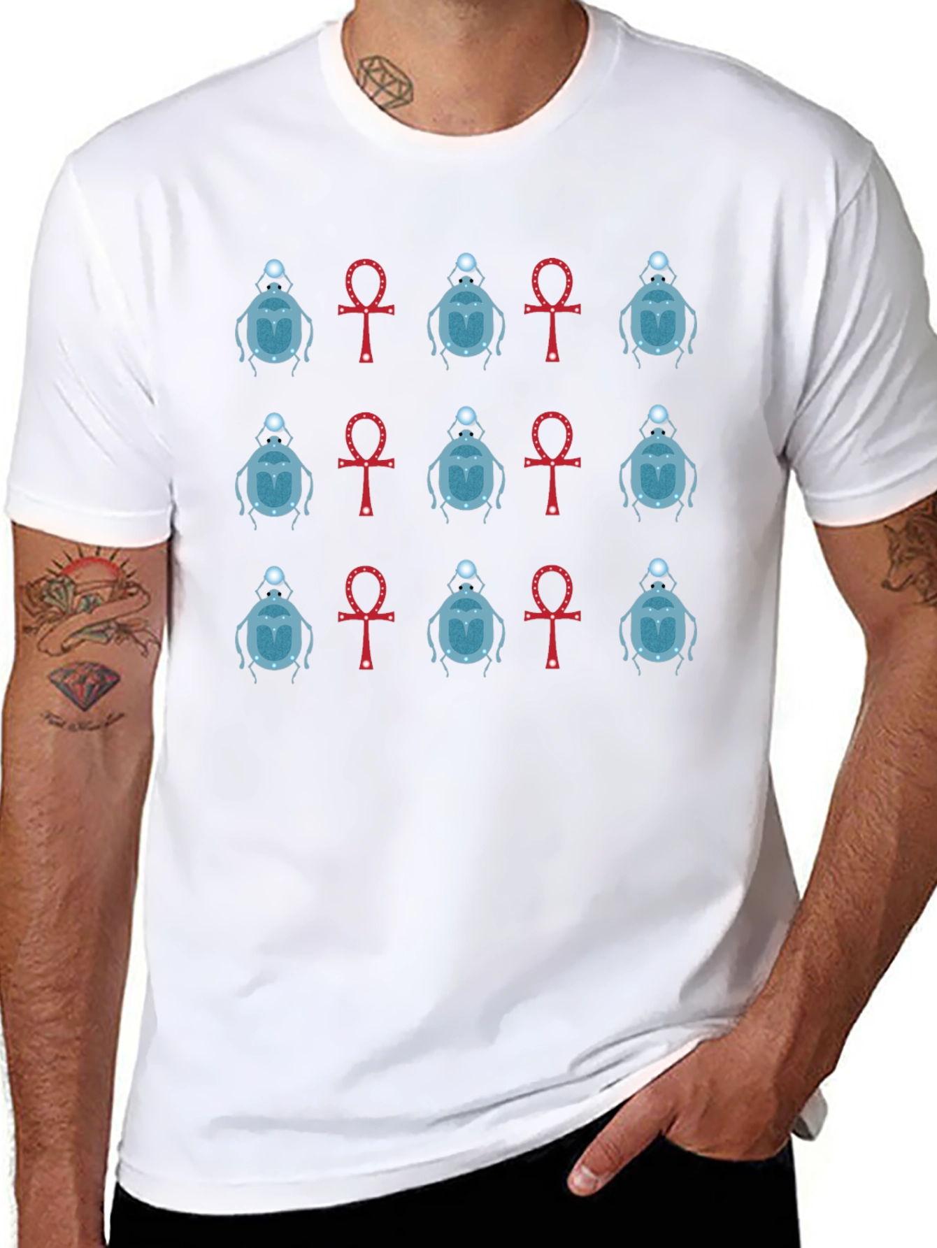 Egyptian Scarab Beetle and Ankh T-Shirt