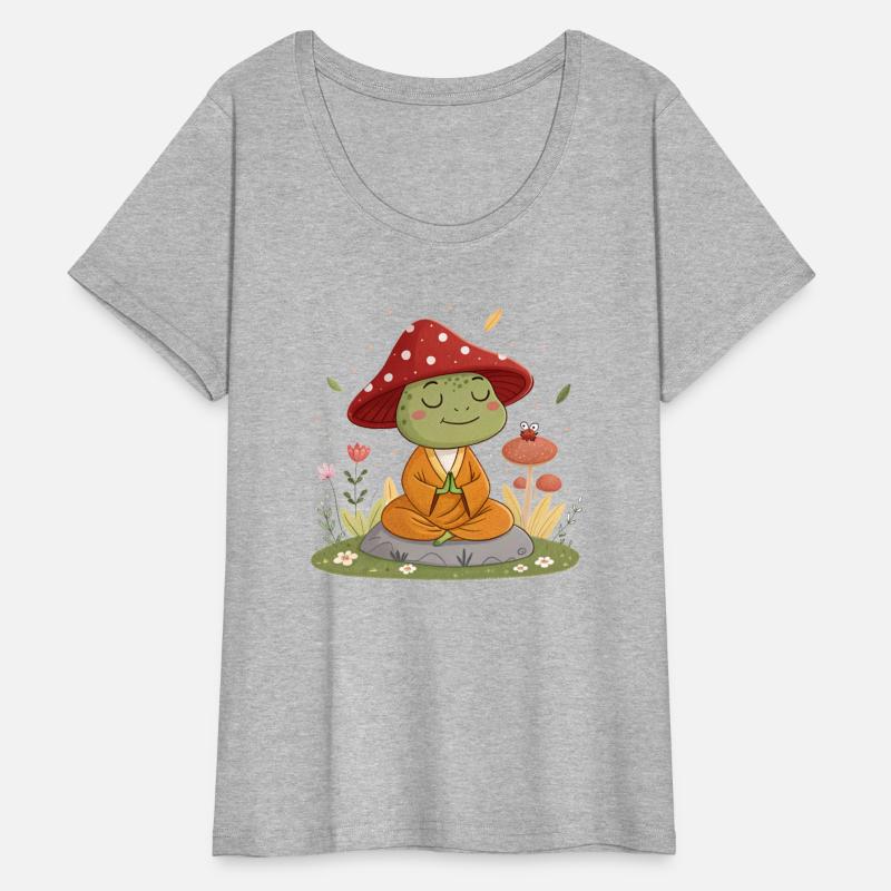 Zen Frog Meditating in Mushroom Hat –design
