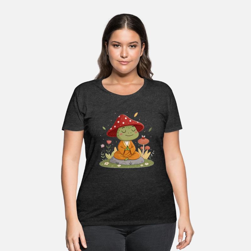 Zen Frog Meditating in Mushroom Hat –design
